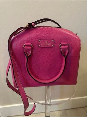 kate spade Hot Pink Pebbled Dome Satchel with Top Handle and Removable Strap